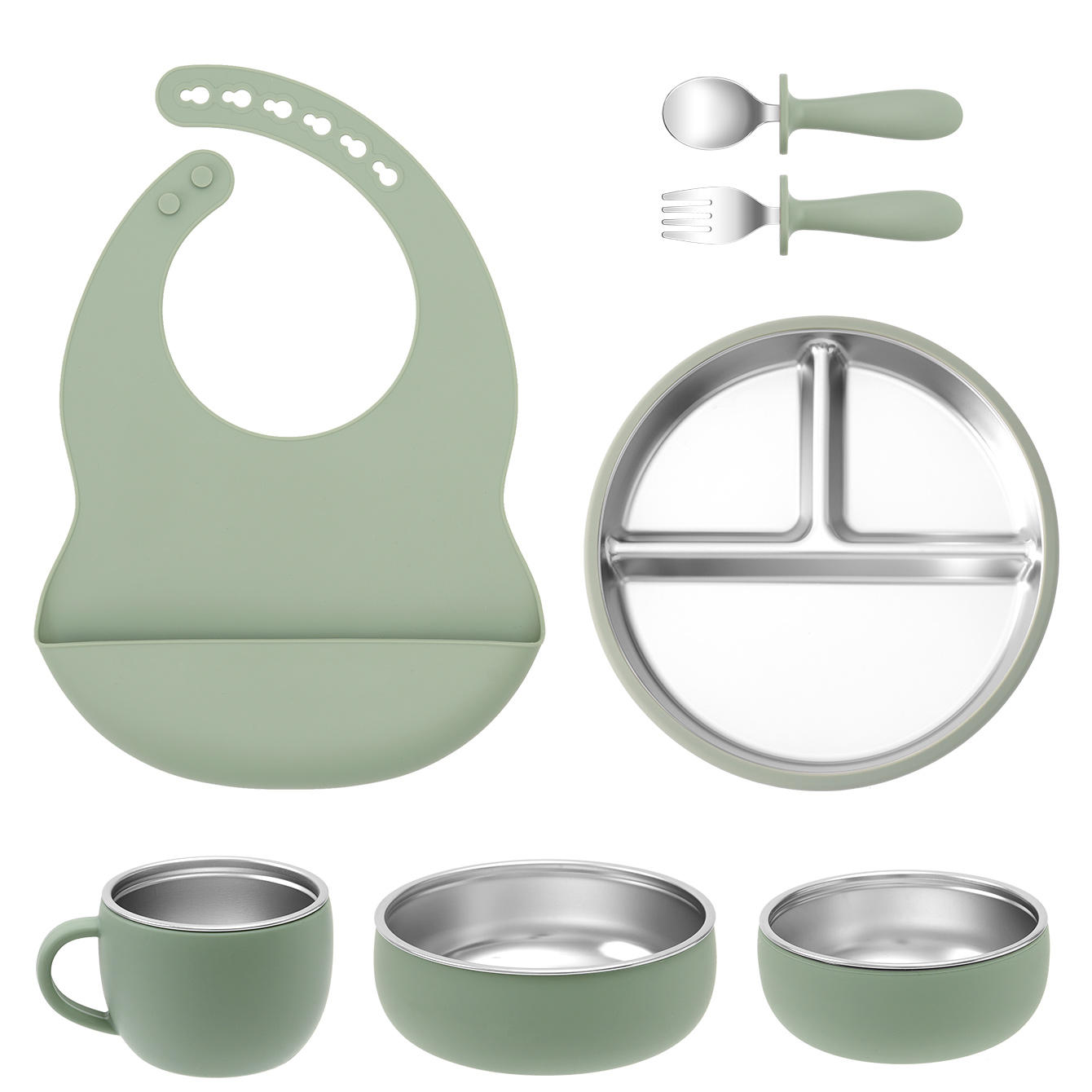 7 pçs de aço inoxidável pratos - Baby Food Menu avaliação e preço