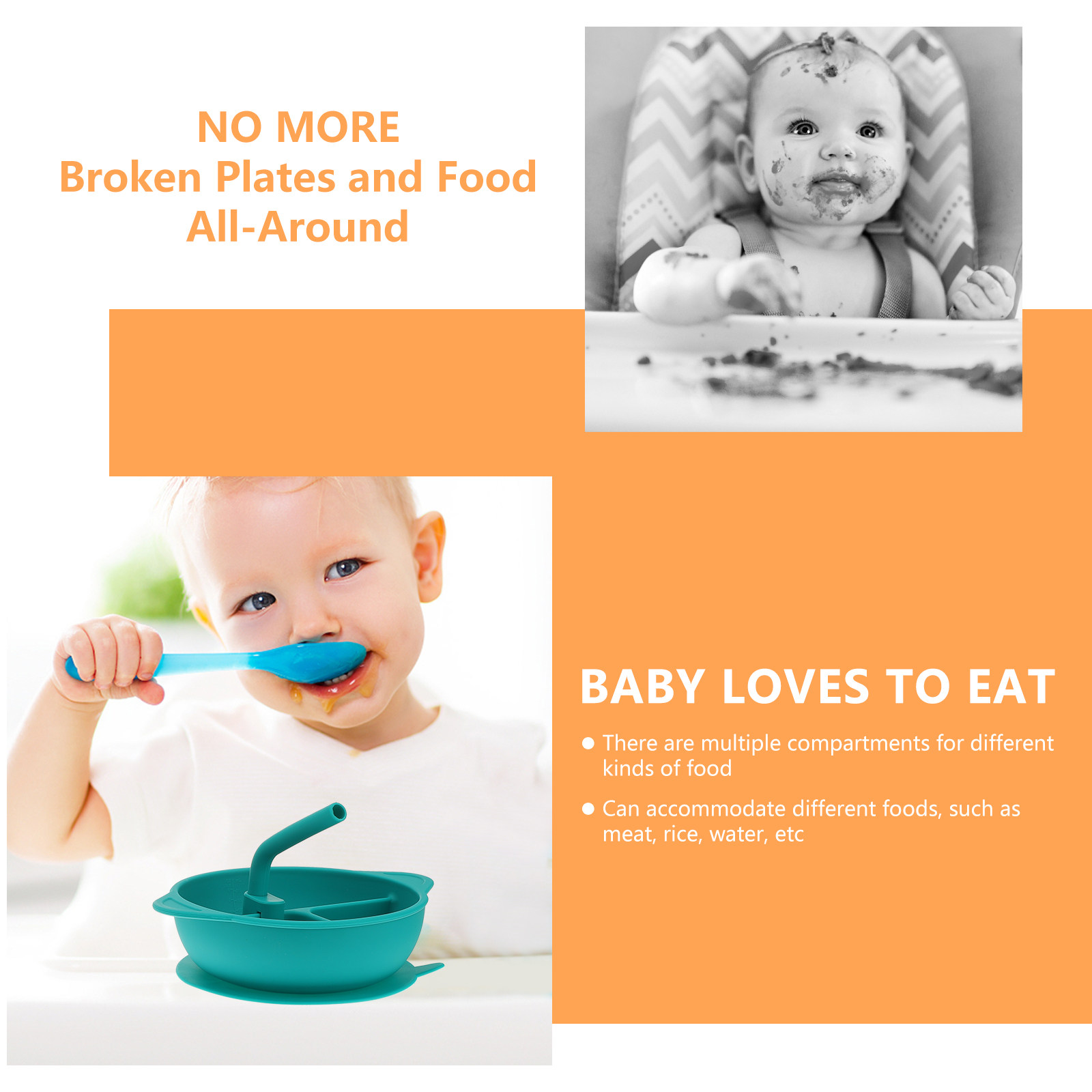 Prato de jantar de silicone an - Baby Food Dinner avaliação e preço