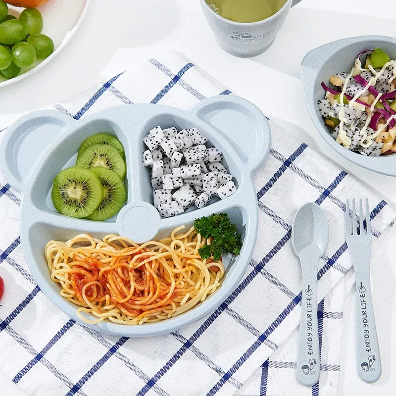 3 pçs/set trigo palha pratos d - Baby Food Menu avaliação e preço
