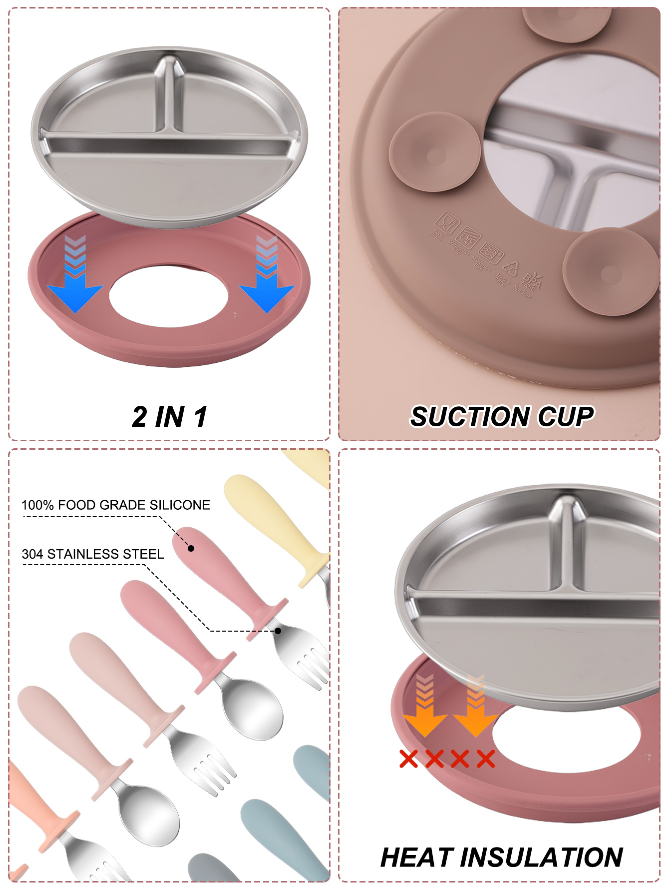 3 pçs pratos de aço inoxidável - Baby Food Menu avaliação e preço